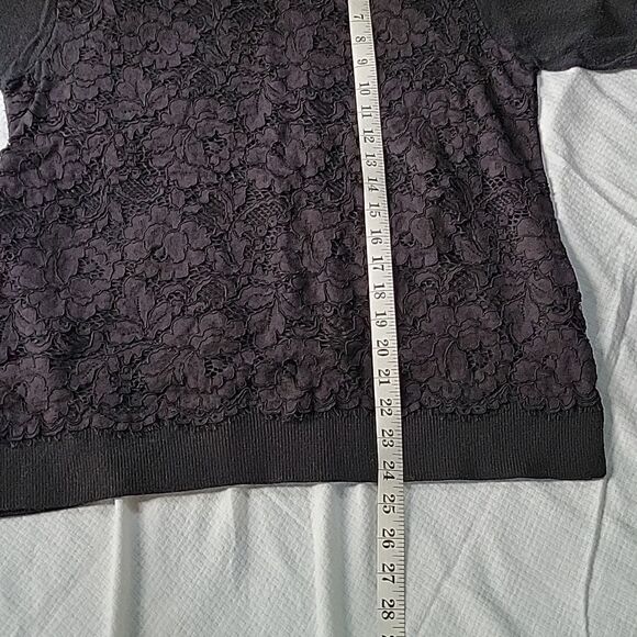 Kate Spade Black Floral Lace Sweater Knit Top Small EUC - Picture 10 of 11